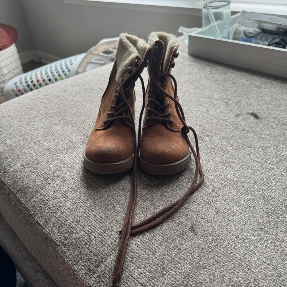 Mossimo Supply Co Brown Lace Up Boots with Rugged Design